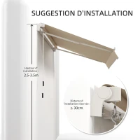 Outsunny Store banne manuel rétractable 295 x 245 cm avec manivelle, protection UV, cadre en aluminium, beige(m-7)