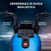HOMCOM Moto Elettrica per Bambini 18-36 Mesi in PP e Metallo con Rotelle e Fanale, 76x42x57 cm, Blu e Nero(m-4)