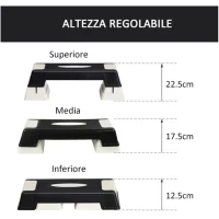 HOMCOM Stepper Professionale da Aerobica Fitness in Plastica 71 x 28 x 12.5cm/17.5cm/22.5cm Nero e Grigio(m-4)