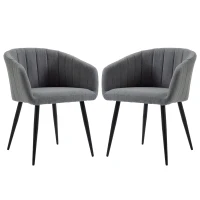 HOMCOM Set 2 Sedie Imbottite Moderne con Rivestimento in Tessuto per Soggiorno e Salotto, Grigio Scuro(m-10)