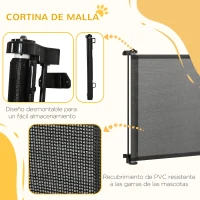 PawHut Puerta de Seguridad Extensible 0-150 cm Barrera Retráctil para Mascotas para Escaleras 165x10,7x85 cm Negro(m-7)