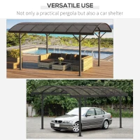 Outsunny 5 x 3(m) Hardtop Gazebo Aluminium Pavilion Carport Garden Shelter Pergola with Polycarbonate Roof, Brown(m-6)