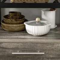 HOMCOM Carrello da Cucina Portavivande con 3 Cassetti e Mensola, Mobiletto Multiuso in Legno Truciolare, 60x50x84.5cm, Quercia(m-9)