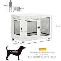 PawHut Casetta per Cani Taglia Grande con 2 Porte Bloccabili e Cuscino Lavabile, 94x60x71.5 cm, Bianco(m-3)