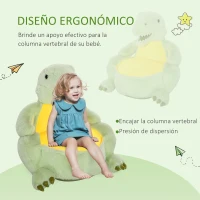 HOMCOM Sillón Infantil Diseño de Dinosaurio Sofá para Niños de 18-36 Meses Asiento Acolchado Antideslizante 60x55x59 cm Verde(m-4)