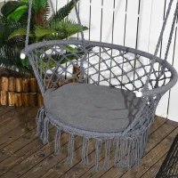 Outsunny Chaise suspendue hamac de voyage portable dim. 80L x 60l x 36H m macramé coton polyester gris(m-7)