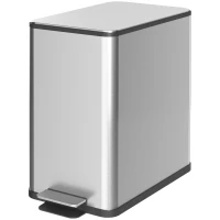 HOMCOM Poubelle de cuisine 10L, en acier inoxydable avec couvercle à fermeture douce, compacte avec seau intérieur amovible(m-1)