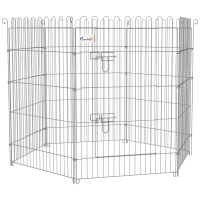PawHut Vallas para Perros Plegables de 8 Piezas 63x91 cm con 1 Puerta y Marco de Acero para Jardín Patio Plata