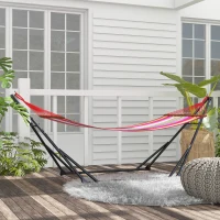 Outsunny Foldable Hammock Stand, Portable Hammock with Metal Frame, 2 in 1 Hammock Net Stand, Hammock Chair Stand with Carry Bag, Load Capacity 120kg, for Patio, Garden, Yard, Black(m-8)