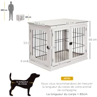 PawHut Cage pour chien intérieur en MDF E1, meuble 3 portes verrouillables, jusqu'à 30 kg, 81L x 58l x 66H cm, noir et blanc(m-3)