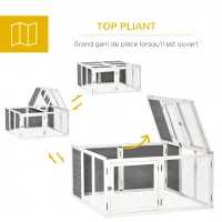 PawHut Clapier à lapin toit ouvrant porte verrouillable en bois et métal pour 2-4 lapins 120 x 120 x 60 cm gris(m-6)