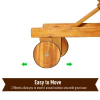 Outsunny Bain de Soleil transat Design Colonial Dossier inclinable 2 Positions roulettes dim. 198L x 60l x 68/87H cm Tissu textilène Blanc Bois Acacia(m-6)