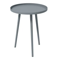 Outsunny Table basse de jardin ronde, table d'appoint extérieur avec bord rond en acier, dim. Ø40 x 50H cm gris(m-1)
