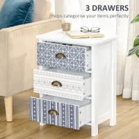 HOMCOM Bedside Table Set of 2 Chest of 3 Drawers Shabby Chic Nightstands with Metal Handle Sofa Side Table for Living Room, Bedroom,Purple(m-5)