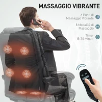 HOMCOM Sedia da Ufficio Massaggiante e Riscaldata con Schienale Reclinabile e Poggiapiedi in Pelle PU, Nero(m-4)