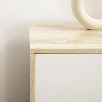 HOMCOM Cassettiera 6 Cassetti con Maniglie Intagliate in Legno, 120x40x76 cm, Bianco e Rovere(m-8)