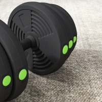 SPORTNOW Kit de Mancuernas 30kg 2 en 1 con Barra de Pesas Mango Antideslizante para Entrenamiento de Fuerza Negro Verde(m-6)