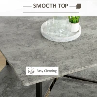 HOMCOM 5pc Bar Table Set, Square Dining Table Set for 4 People, Home Kitchen Breakfast Bar Set with Steel Frame and Footrest, Concrete Grey(m-7)