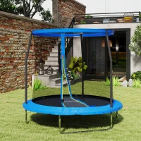 SPORTNOW 8ft Trampoline with Safety Enclosure Net, Steel Frame Outdoor Trampoline, with Edge, Safety Cover(m-8)