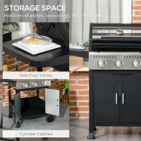 Outsunny 9kW Three-Burner Gas BBQ Grill, with See-Through Lid - Black(m-6)