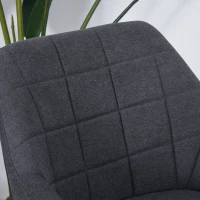 HOMCOM 2 Pieces Linen-Touch Fabric Dining Chair with Grid Pattern Cushion and Backrest, Mid Back Leisure Chair with Steel Leg, Sponge Padded Armchair for Dining Room(m-8)