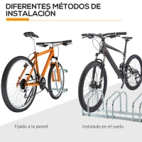 HOMCOM Soporte para Aparcar 3 Bicicletas Aparcamiento 3 Bicicletas para Suelo y Pared Garaje Almacenamiento Acero 70,5x33x27cm Plata(m-9)