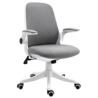 Vinsetto Chaise de bureau fauteuil de bureau tissu lin hauteur réglable pivotante 360° accoudoirs relevables support lombaires réglable gris(m-10)