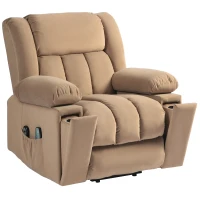 HOMCOM Velvet-Feel Electric Riser, Recliner and Massage Armchair - Light Brown(m-11)