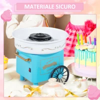 HOMCOM Macchina per Zucchero Filato 450W con Accessori, 30x30x28cm Azzurra(m-4)