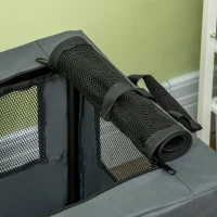 PawHut Sac de transport pliable pour animaux de compagnie avec poignée tissu en maille 60 x 42 x 42 cm gris noir(m-9)