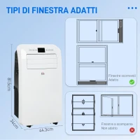 HOMCOM Condizionatore Portatile con Timer, 3 Modalità e 3 Velocità, in Plastica ABS, 44.3x34x81.5 cm, Bianco(m-3)