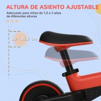AIYAPLAY Bicicleta sin Pedales para Niños de + 18 Meses Triciclo Infantil con Sillín Ajustable en 30-36,5 cm 66,5x34x46,5 cm Rojo(m-5)