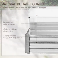 Outsunny Jardinière lit surélevé double toit ouvrable panneaux polycarbonate 126 x 107 x 57,5/67,5 cm(m-7)
