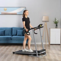 HOMCOM Tapis Roulant Pieghevole con Inclinazione, Tapis Roulant Elettrico Portatile con Schermo LCD, Velocità 1-10 km/h, Ruote, Impugnatura, per Home, Casa e Ufficio, Nero(m-2)