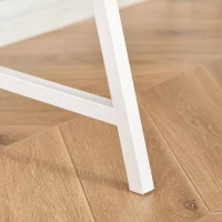 HOMCOM Bureau secrétaire Bureau Informatique Style néo-rétro tiroir Niche étagère métal blanc, aspect chêne clair(m-7)