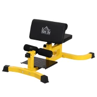 HOMCOM Squat Machine Multifunzione 3 in 1 Regolabile Sit Up Push Up per il Fitness, Fianchi e Gambe Acciaio, PVC, EVA 71 x 108 x 46-58 cm Nero e Giallo(m-10)