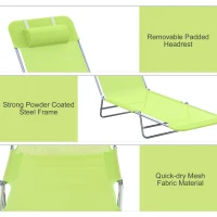 Outsunny Single Folding Sun Lounger - Green(m-5)