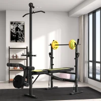 HOMCOM Ensemble haltères et barre 20 kg avec 6 haltères disques de 1,5 kg, 2,5 kg et 5 kg gym musculation orange vert et jaune(m-9)