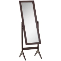 HOMCOM Espejo de Maquillaje de Pie Reclinable Nórdico para Dormitorio Salón Marco de Madera 47x46x148 cm Marrón(m-11)