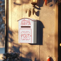 HOMCOM A5 Christmas Letter Postbox - White/Red(m-2)