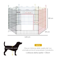 PawHut Recinto per Cani e Cuccioli, 6 Pannelli in Filo Metallico Colorato, Box per Animali Esterno, Ø120x60cm(m-3)