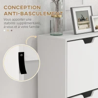 HOMCOM Meuble à chaussures 4 abattants 16 paires avec étagère réglable pieds en bois de pin 95 x 26 x 95 cm blanc(m-7)