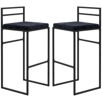 HOMCOM Lot de 2 chaises de bar tabourets hauts coussin d'assise velours repose-pieds  hauteur 74 cm noir