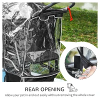 PawHut Pet Travel Stroller with Rain Cover, 4 Wheels Foldable Travel Carriage with Wheels Zipper Entry Cup Holder Storage Basket Black(m-7)