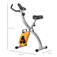 HOMCOM Bicicleta Estática Plegable con 8 Niveles de Resistencia Magnética Ajustable Bicicleta de Ejercicio Fitness con Pantalla LCD Pulsómetro y Sillín Regulable 86x47x112 cm Naranja(m-3)