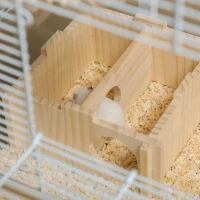 PawHut Hamster Cage, Gerbil Cage with Wooden Ramp, Exercise Wheel, Food Bowl - White(m-9)