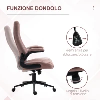Vinsetto Sedia da Ufficio Ergonomica con Altezza Regolabile, Braccioli Ribaltabili e 5 Ruote, 67x70x114-124 cm(m-5)