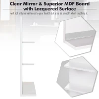 kleankin Modern Bathroom Mirror, Wall-mounted Vanity Mirror with 3 Tiers Storage Shelves for Make Up, White(m-7)