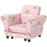 AIYAPLAY 2 Piece Kids Sofa Set with Unicorn Design, Wooden Frame, for 1.5-3 Years Old, Pink(m-11)