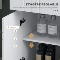 kleankin Meuble de rangement pour salle de bain sur pied placard 2 portes 1 tiroir, étagère régable, blanc laqué(m-5)